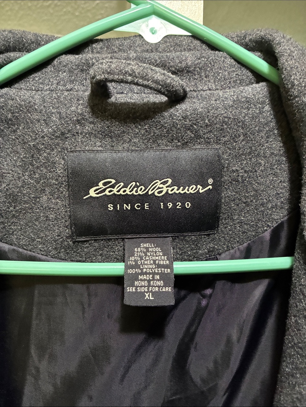 Eddie Bauer Dark Charcoal Wool-Blend Coat